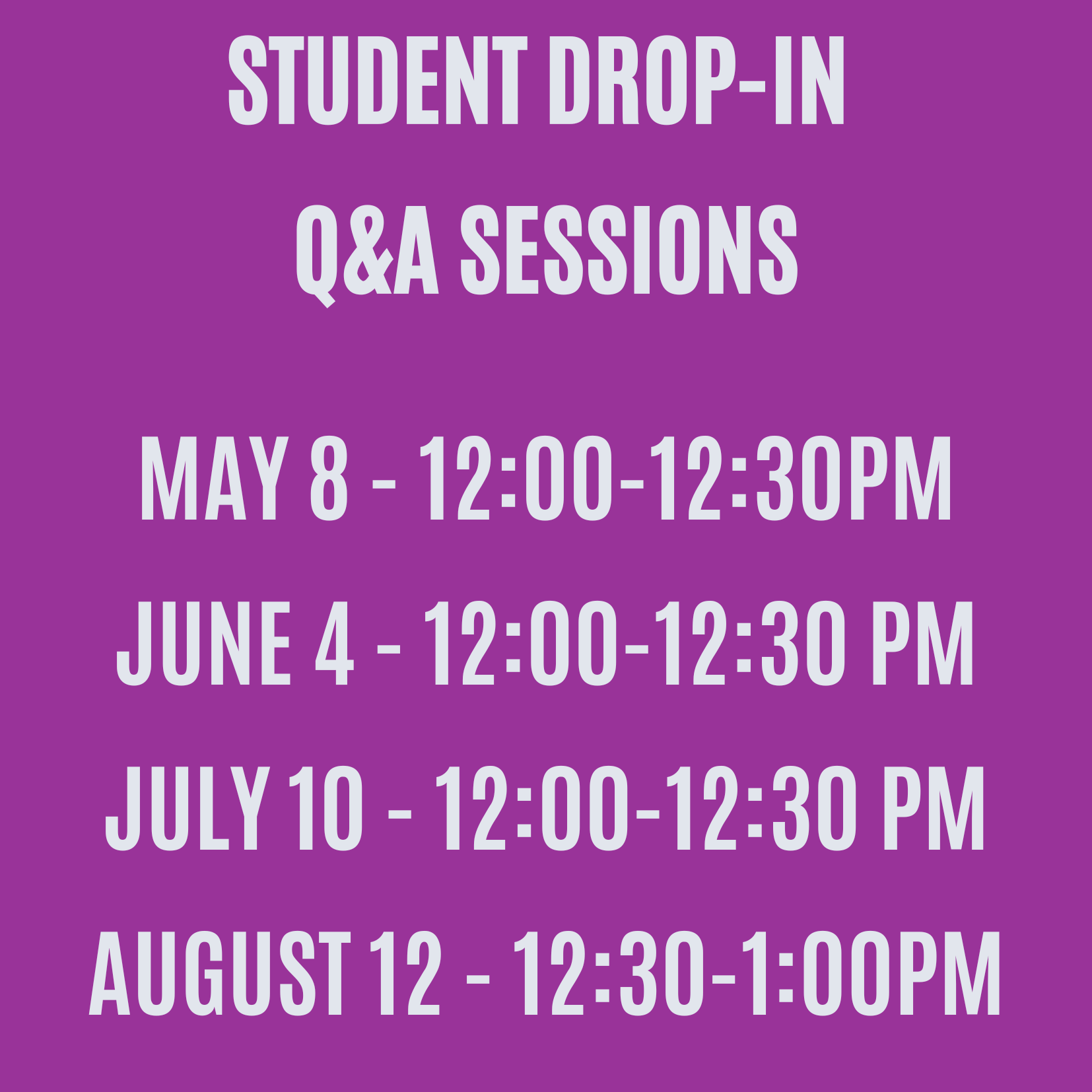 Spring 2025 Drop In Sessions for Visiting Students